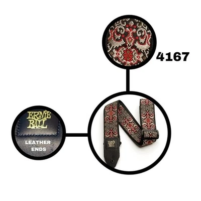 PERSIAN GOLD 4167 Ernie Ball Correa de Guitarra/Correa de Bajo Tela Jacquard con Cuero Foto 1 de 4