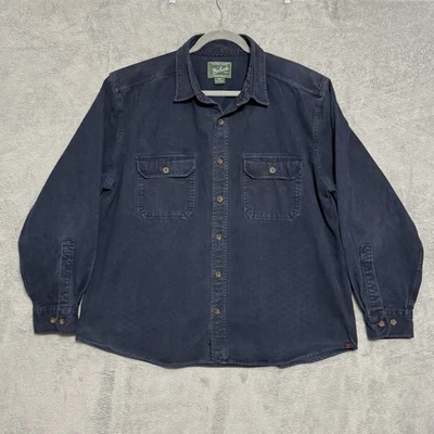 Woolrich Men XL Navy Heavyweight Chamois Shirt Jacket Button Up Cotton Outdoor - Image 1 of 4
