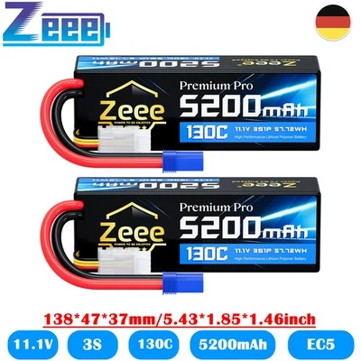 2X Zeee 3S Lipo Akku Batterie EC5 11.1V 130C 5200mAh Für RC Auto Flugzeuge FPV - Bild 1 von 4