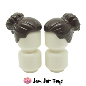 LEGO Minifigure Hair 2x Dark Brown Large High Bun NEW Wig Piece H68 - Picture 1 of 4