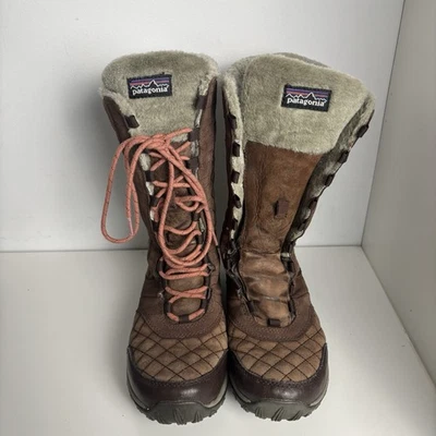 Botas grises con cordones Patagonia para mujer talla 8 invierno impermeables acolchadas piel sintética *Leer Foto 1 de 4