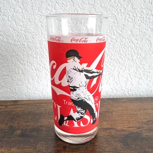 VTG Coca Cola Classic Yankees Mickey Mantle MLB Baseball Coke Glass 6.5" Tall - Picture 1 of 7