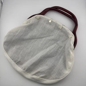 Vintage 70er Jahre DeLanthe Handtasche mit austauschbaren Bezügen und braunen Lucite Griffen - Bild 1 von 10