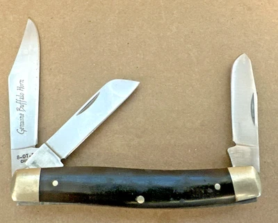 SCHRADE OLD TIMER 8-OT-B 3 ЛЕЗВИЯ НОЖ ПОДЛИННЫЙ РОГ БУЙВОЛА РУЧНОЙ РАБОТЫ БЕСПЛАТНЫЙ SH - Изображение 1 из 4