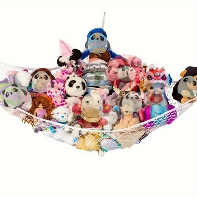 Corner Toy Net Hammock for Stuffed Animals - Mesh Toy Organizer - Image 1 of 4