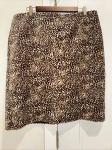 Talbots Damen Rock GR. 16 Animal Print Leopard Faux Samt Bleistift Neu Geld - Bild 1 von 8