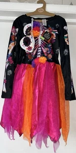 DISFRAZ Y MÁSCARA HALLOWEEN DÍA DE MUERTOS MORRISONS NIÑAS 9-10 NUEVO CON ETIQUETAS - Imagen 1 de 11