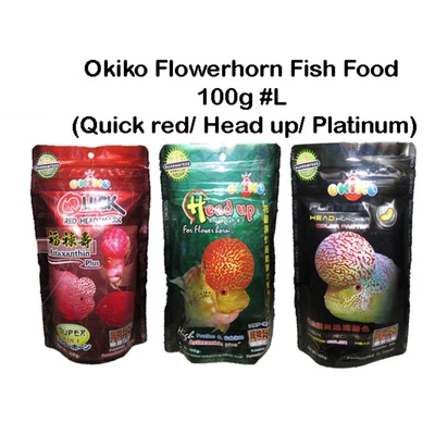 Okiko Flowerhorn Food 100g Set 3 Formulas Size L Platinum, Head Up, Quick Red - Image 1 of 4