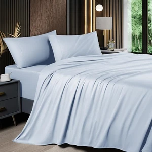 Set Lenzuola Queen 4 Pezzi, Lenzuola Raffreddanti, Misto Rayon Derivato da Bambù, De... - Foto 1 di 7