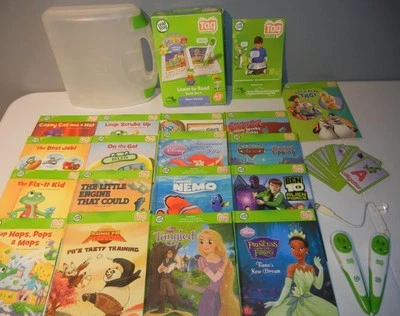 Huge Lot LeapFrog Tag Reading Learning System 17 Books 2 Reader Pens Cable Case - Image 1 of 4