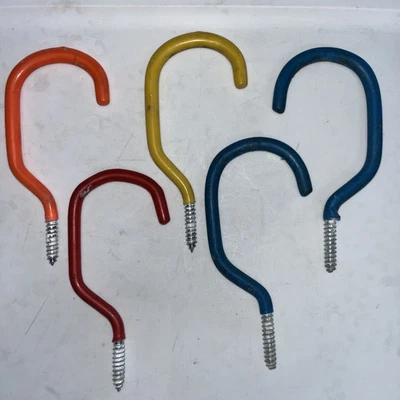 Ganchos J de almacenamiento de bicicleta/garaje de alta resistencia, 6", lote de 5 multicolores Foto 1 de 4