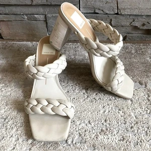 Dolce Vita Pailey geflochtene Slipper Absatz Sandalen offene Zehenpartie Leder creme: 7,5 - Bild 1 von 14