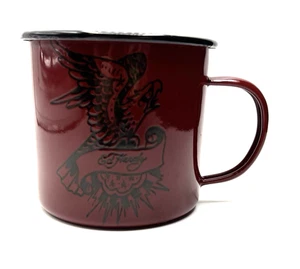 Ed Hardy Tin Mug GUC Red Enamel Outdoors Camping - Picture 1 of 6