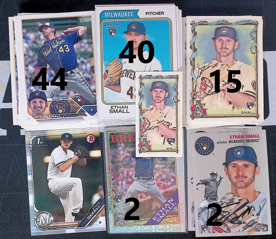 (105) CARD RC BASE LOT Ethan Small Milwaukee Brewers Baseball MLB - Image 1 of 1