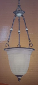 NEW Portfolio Inverted Pendant Light Copper Bronze Finish Indian Scavo Glass - Picture 1 of 21