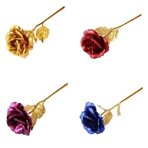 24K Placcato Oro Lamina Rosa Fiore Artificiale for Valentine Mother Day Regalo - Imagen 1 de 48