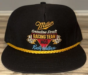 Nascar Miller Genuine Draft Rusty Wallace Rope Adjustable Snapback Hat USA Made - Picture 1 of 12