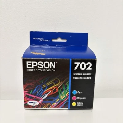 EPSON 702 TRI-COLOR INK CARTRIDGES CYAN MAGENTA YELLOW Exp 12/2026 NEW SEALED - Image 1 of 4