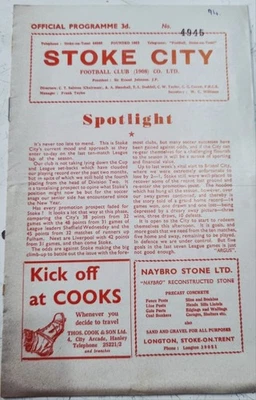 Stoke City v Cardiff City 14th March 1959 Second Division Programme VGC - Image 1 of 2