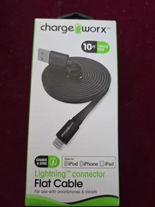 Charge Worx 10ft Tangle Free iphone Charging Cord - Picture 1 of 6