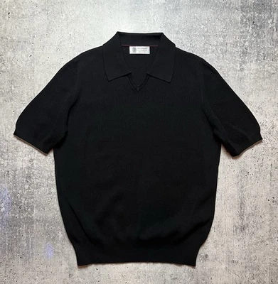 Мужские Brunello Cucinelli хлопок трикотажа поло черный размер 50/M - Изображение 1 из 4