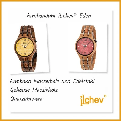 Armbanduhr iLchev® Eden - Armband Massivholz und Edelstahl - Gehäuse Massivholz - Bild 1 von 4