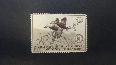 1940 #RW7  $1.00 Federal Duck Stamp Used Fine CV $50 "New Black Mount" - Image 1 of 2