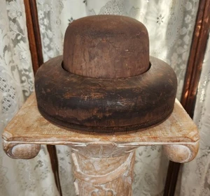 Antique Wooden Hat Form Mold Block Fedora Millinery G & Co. 7 1/8 - Picture 1 of 20