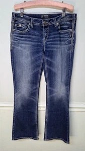Silver Jean Co. Women’s Size 32x31 AIKO Mid Boot Distressed Stretch Bootcut - Picture 1 of 11