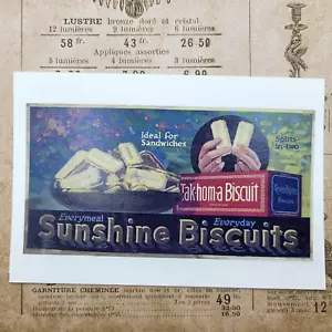 Sunshine Biscuit Takhoma Biscuit 1920s Advertisement Reproduction Postcard - Picture 1 of 3