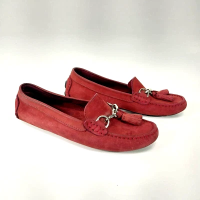 Mocasín Saks Fifth Ave 6,5 para mujer rojo borgoña zapatos sin cordones planos gamuza Foto 1 de 4