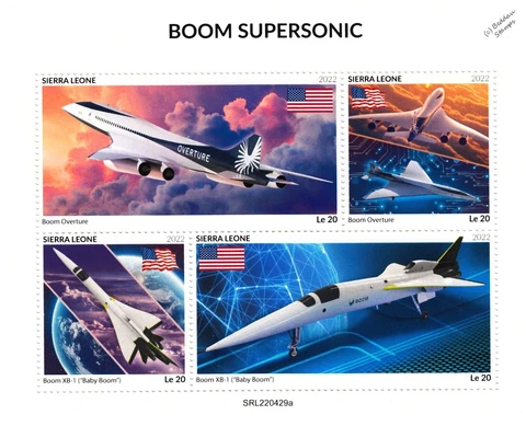 BOOM OVERTURE & XB-1 Supersonic Airliner Aircraft Stamp Sheet 2022 Sierra Leone Cover
