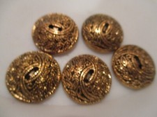 LOT OF 5 BRONZE COLOR 1 INCH 2 HOLE BUTTONS, NEW