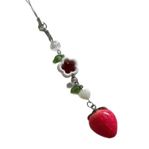 Delightful Strawberry Bag Phone Charm Fashionable Strawberry Beaded Keychain - Zdjęcie 1 z 10