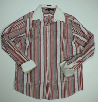 SEAN JOHN красный полоски классический крой французский манжеты мужской платье рубашка 100% хлопок - Изображение 1 из 4