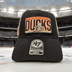 Para hombres '47 Negro Anaheim Ducks Parche Limpieza Ajustable Sombrero Gorra Negro Naranja - Imagen 1 de 11