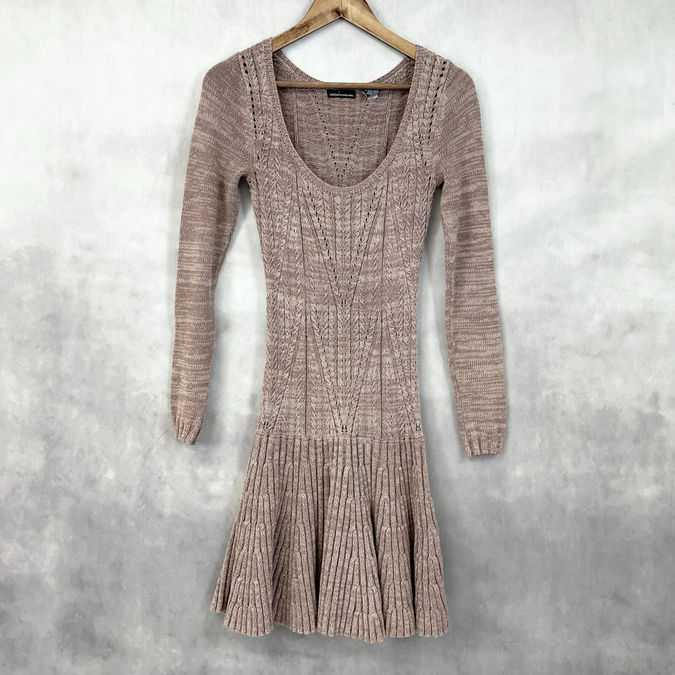 Y2K Moda Sweater Dress Small Boho Twee Drop Waist Academia Preppy Fairy Grunge - Image 1 of 4