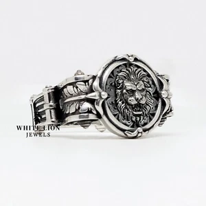 Vintage Look Leone Animale 925 Argento Sterling Uomo Biker Rider Ring Compleanno - Foto 1 di 6