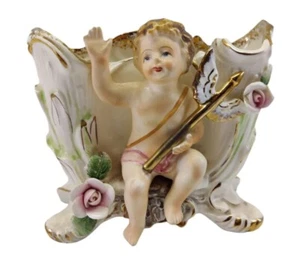 Maceta vintage querubín Grand Bowl soporte porcelana ¡LEER! - Imagen 1 de 12