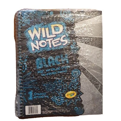 Crayola Wild Notes Black 1 Subject Notebook Silver Metalic Marker Super Rare HTF - Image 1 of 4