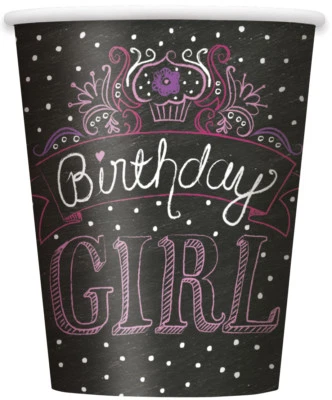 Birthday Girl Cups Black Purple Pink 8ct Party Supply Decoration Sweets Paper - Image 1 of 2