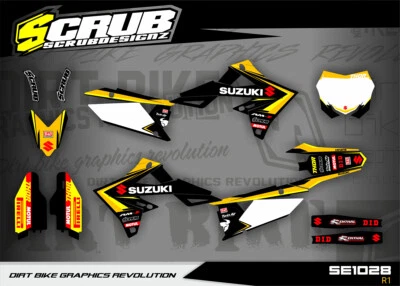 Kit Gráficos Suzuki RMZ 450 2018-2026 RMZ 250 2019-2026 Calcomanías Pegatinas Foto 1 de 4