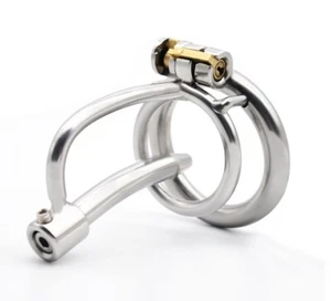 Stainless Steel Male Cuckold Lockdown Penis Chastity Plug Cage Sleeve Ring Cathe - Picture 1 of 15