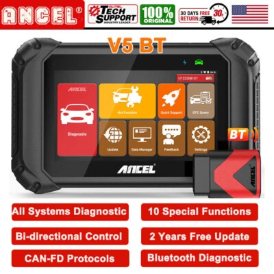 Ancel V5 BT Bidirectional OBD2 Scanner Car Diagnostic Tool TPMS DPF Code Reader - Image 1 of 4