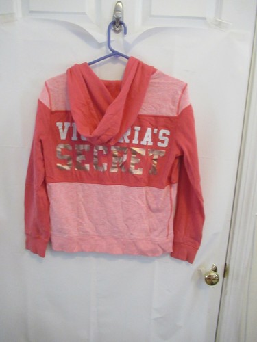 UNDERCOVER Felpa donna ROSA Victoria's Secret con cappuccio corallo full zip colore blocco tasche logo S