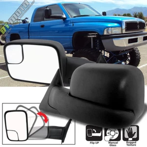 Left+Right 1994-2001 Dodge RAM 1500 94-02 2500/3500 Flip Up MANUAL Tow Mirrors - Picture 1 of 7