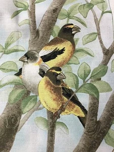 Fabric Bird Quilt Square 4.75" x 6" Cotton 3 Yellow Birds  ELIZABETH Qty 1 - Picture 1 of 2