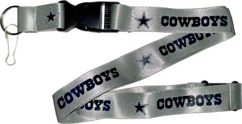 Dallas Cowboys Football NFL Silver Lanyard Key Ring Keychain w/ Safety Clip Cover