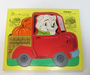 Vintage Playskool Wooden Puzzle 330-31 "Truck Driver" 16 Pieces pumpkins - Picture 1 of 6