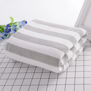 Soft Stripe Cotton Pool Towels Beach Towel Luxury Large Bath Sheet Quick Dry Spa - Picture 1 of 17